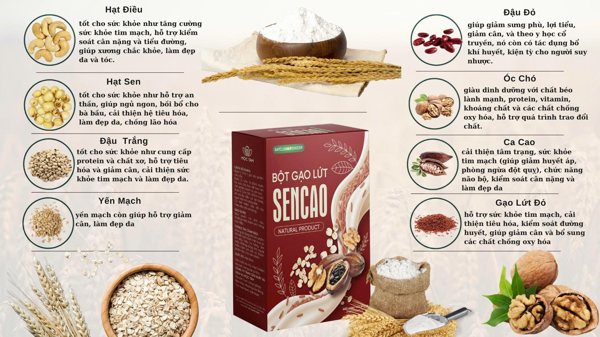 Bột Ngũ Cốc SENCAO Mộc Tâm - Ảnh 8