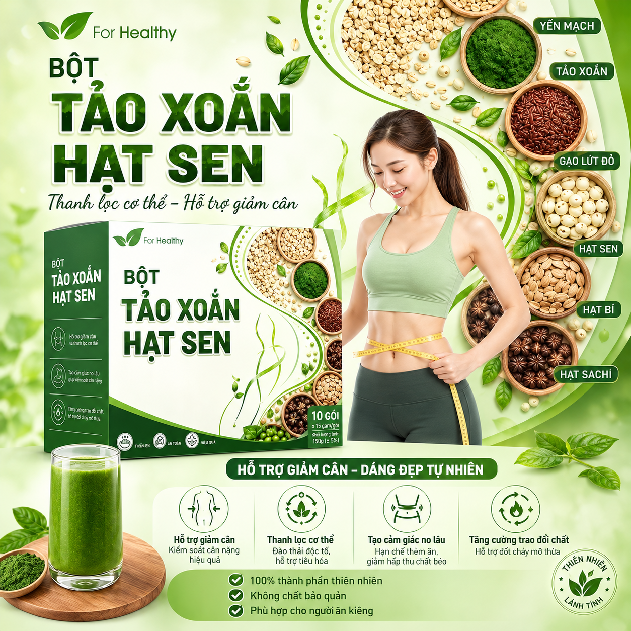 Bột Tảo Xoắn Hạt Sen Mộc Tâm - Ảnh 3